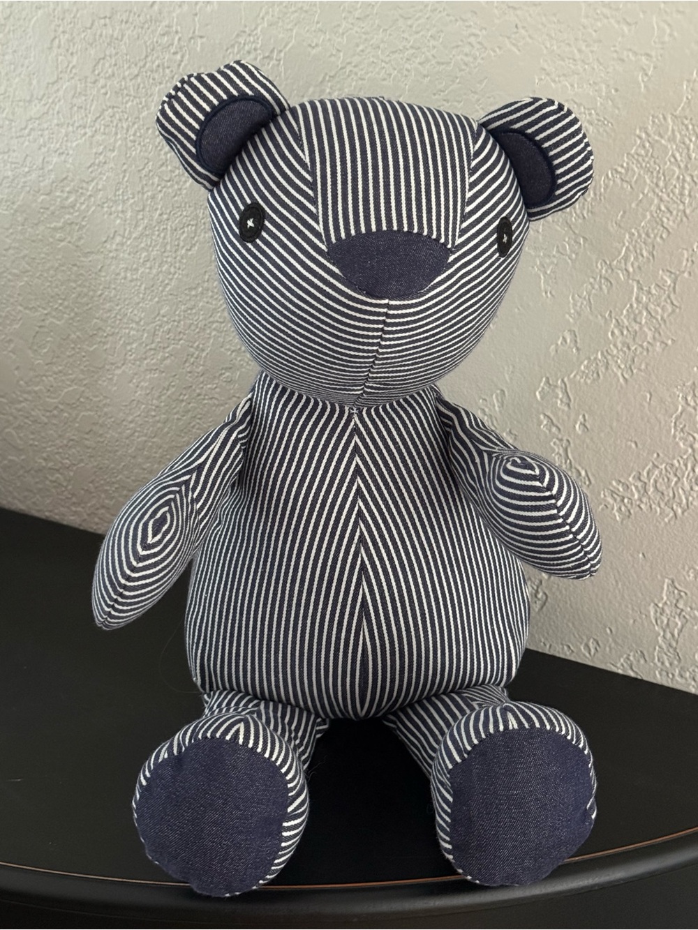 OshKosh B'gosh Navy and White Striped Plush Bear Accent
